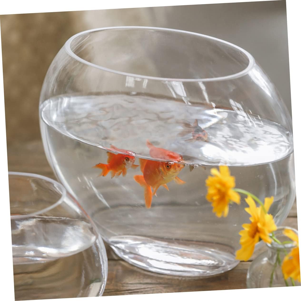 Toyvian Multi-Function Transparent Tank Elegant Desktop Aquarium for Home Office for Betta Fish and Aquatic Plants and Space-Saving Design