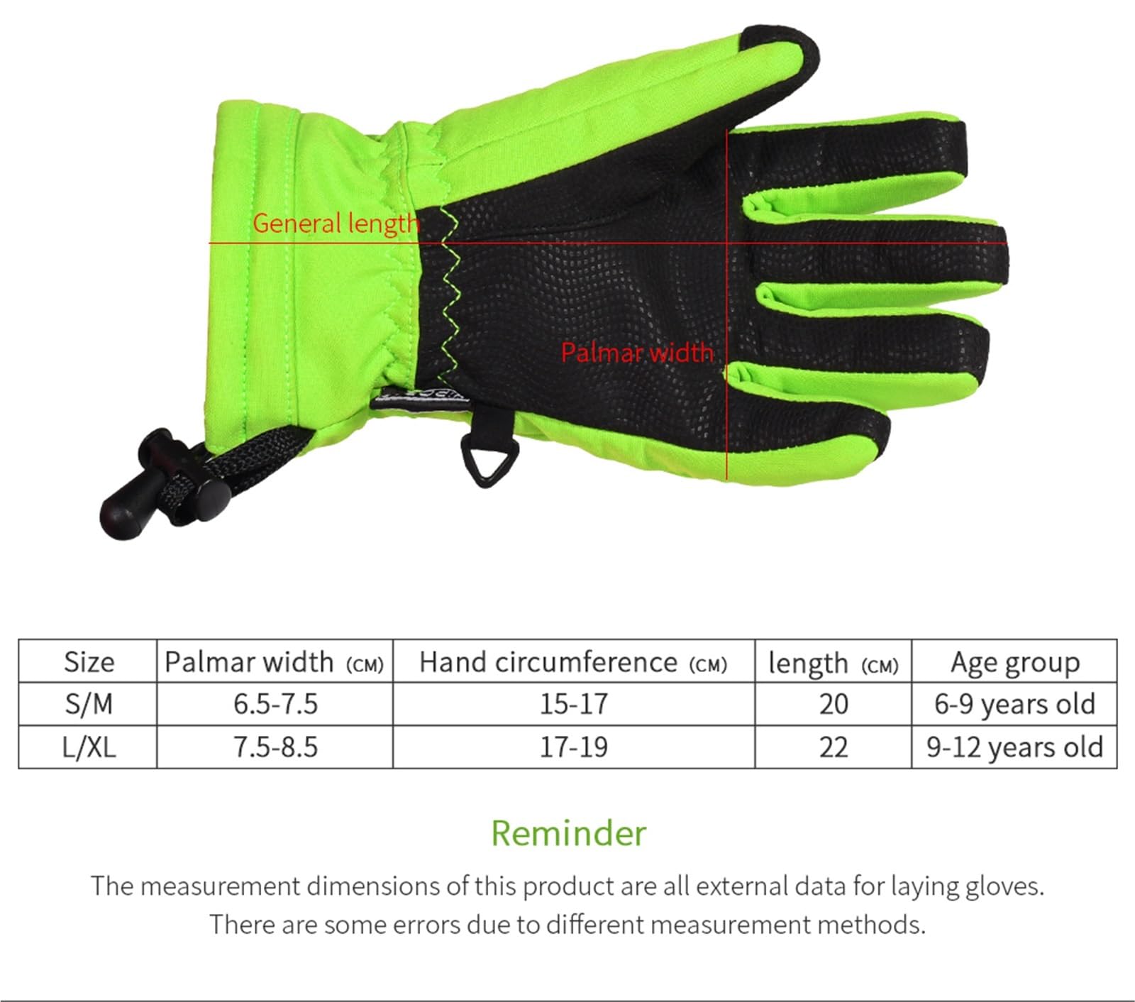 Ski Gloves Guanti da sci for bambini, antiscivolo, caldi, resistenti all'usura, cinque dita for sport all'aria aperta