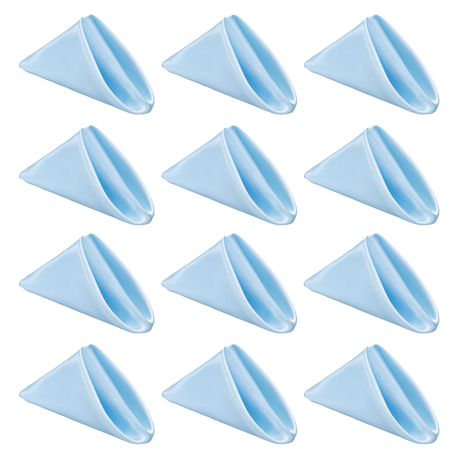 sourcing map 12 Pcs Blue Satin Napkins, 12x12 Inch Dinner Napkins Cloth Washable Polyester Soft Square Table Decoration for Restaurant Parties Wedding Dining Banquet Event