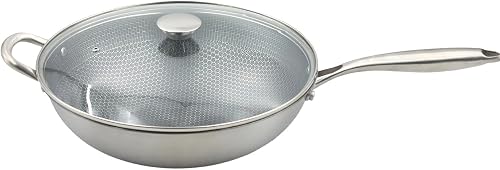 AIYI Stainless Steel Wok with Lid 32cm AY129-026