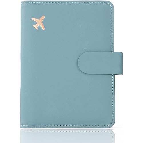 Melsbrinna Premium Leather Passport Holder Covers Case, Waterproof Rfid Blocking Travel Wallet Passport Holder with Pen Holder, Cute Passport Book for Women/Men