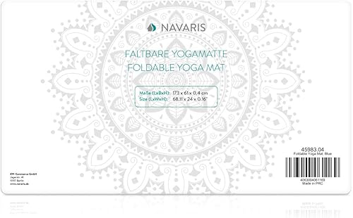 Miniatura 7 de Navaris Tapete de yoga plegable para viajes, tapete de ejercicio de 18 pulgadas (0.157in) de grosor para yoga, pilates, entrenamiento, gimnasio,