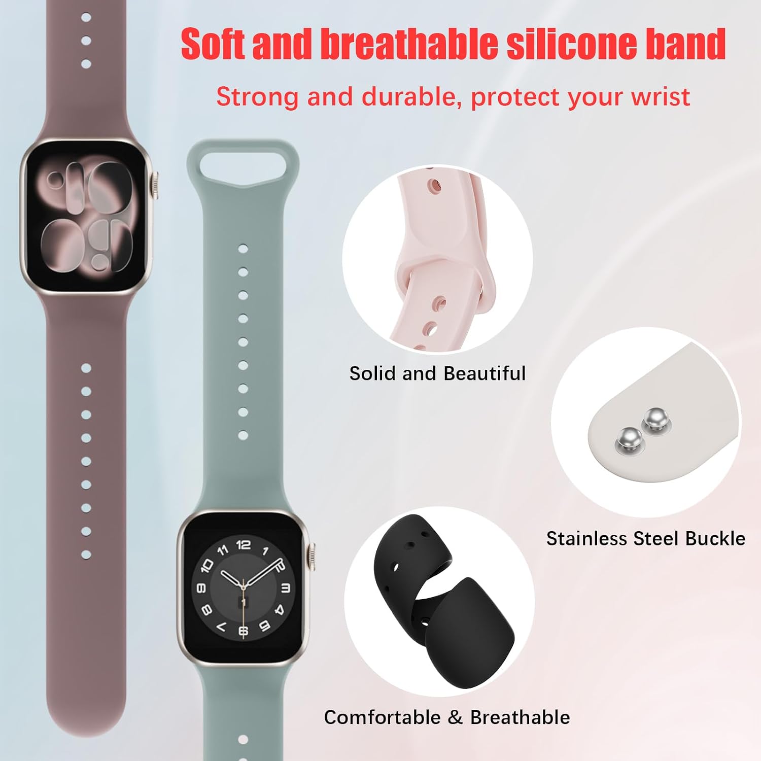 6 Pack Silicone Bands Compatible with Apple Watch Band 38mm 40mm 41mm 42mm 44mm 45mm 46mm 49mm Women Men, Soft Sport Strap Replacement Wristband for iWatch Series 11 10 9 8 SE 7 6 5 4 3 2 1 Ultra