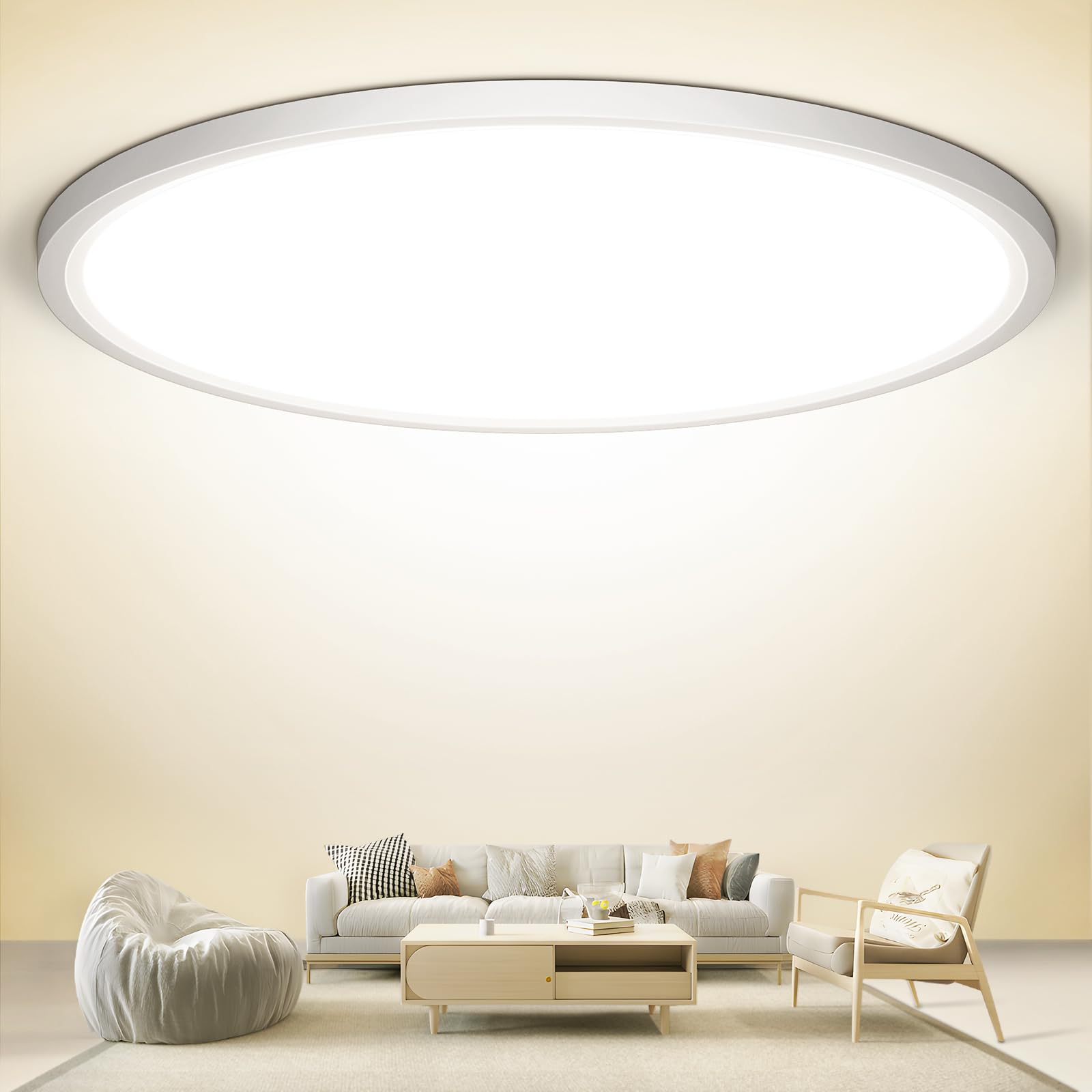 NIBSHOOM Plafoniera LED Soffitto 4000K,24W/2400LM Plafoniere da Soffitto, Plafoniera Bagno ultrasottile IP44 Impermeabile Rotonda,Luce Lampada LED Soffitto Moderno per Cucina Camera da Letto,Ø300*17mm