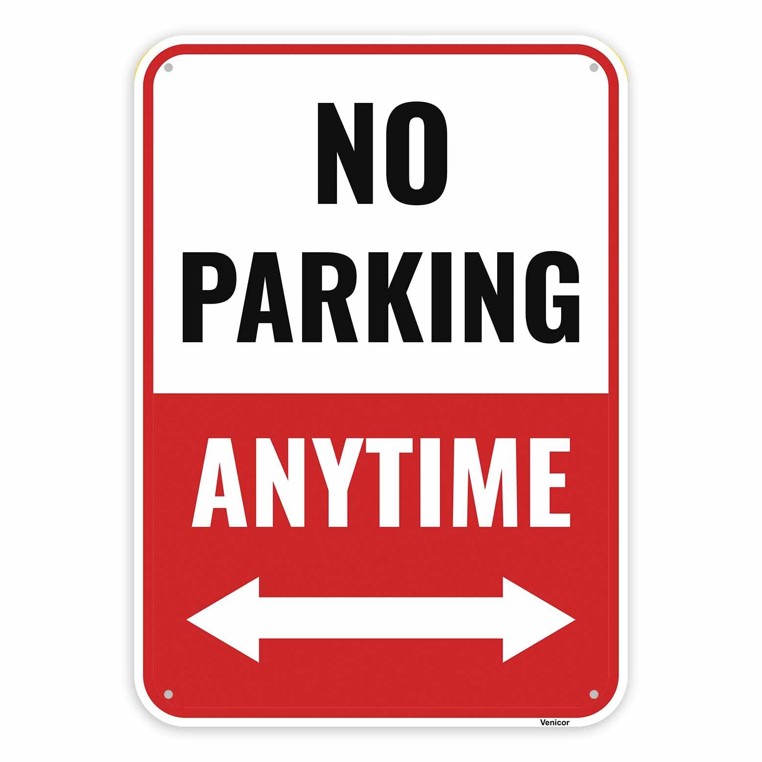 No Anytime Parking Aluminum Sign, Unauthorized Vehicles Towed Notice, 12x8 Inch