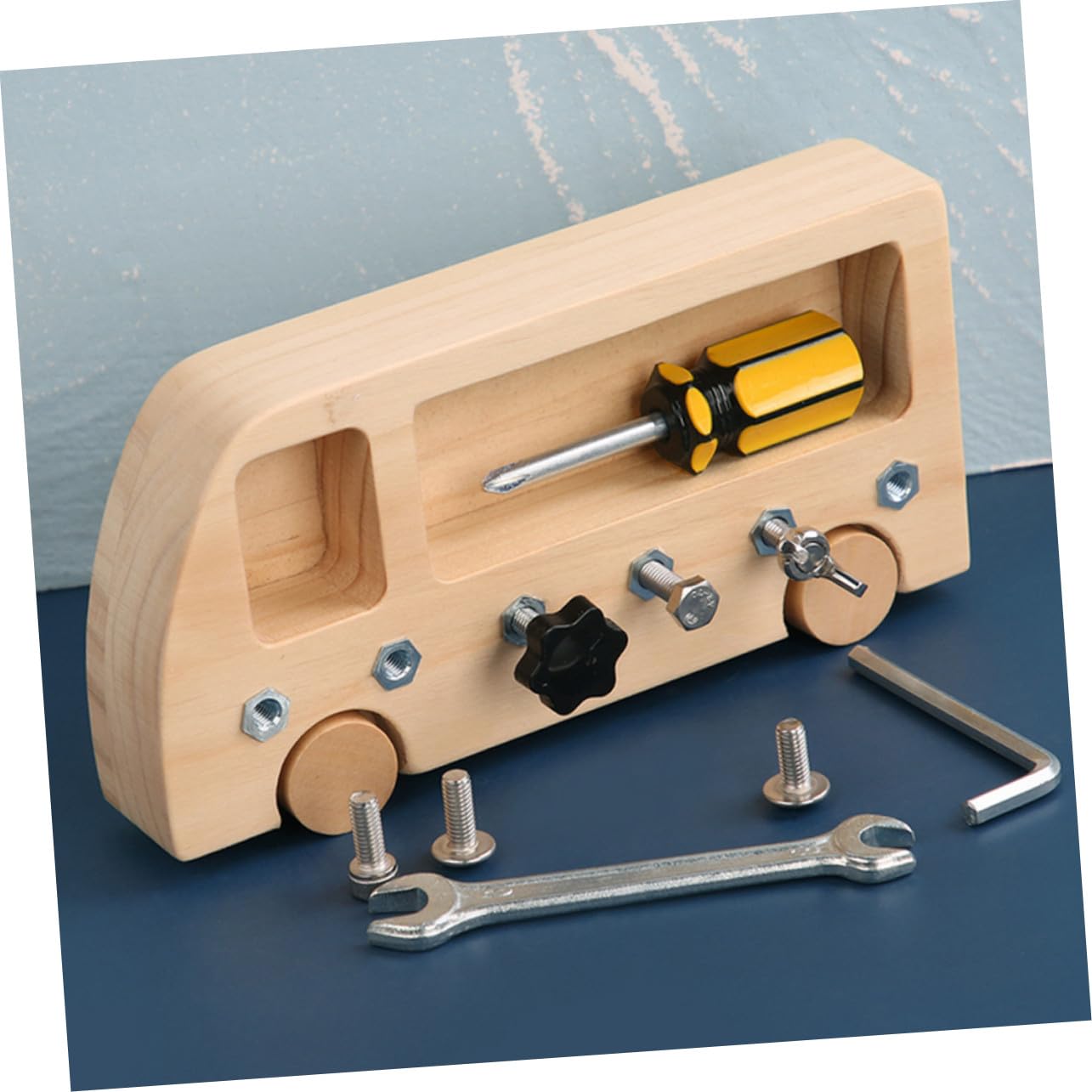 1 Set de Juguete de Aprendizaje Temprano Tornillos de Madera Natural para Niños Pequeños, Seguro y Fiable para Desarrollo Educativo y Coordinación Manual