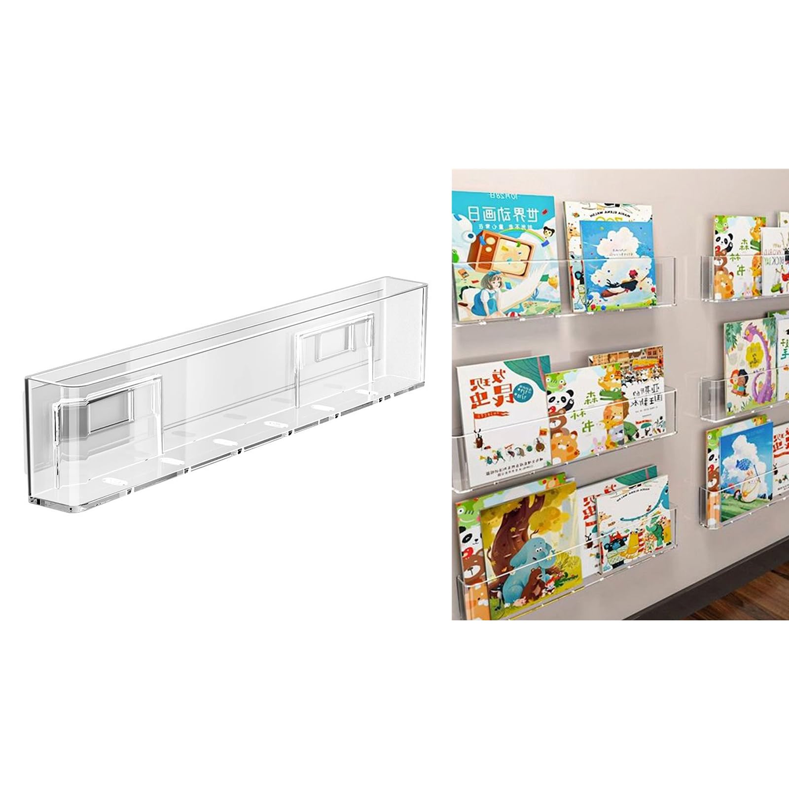 Mensola da parete in acrilico trasparente con supporto per libri per studenti e professionisti, moderna libreria sospesa dal design salvaspazio, ideale per casa e ufficio