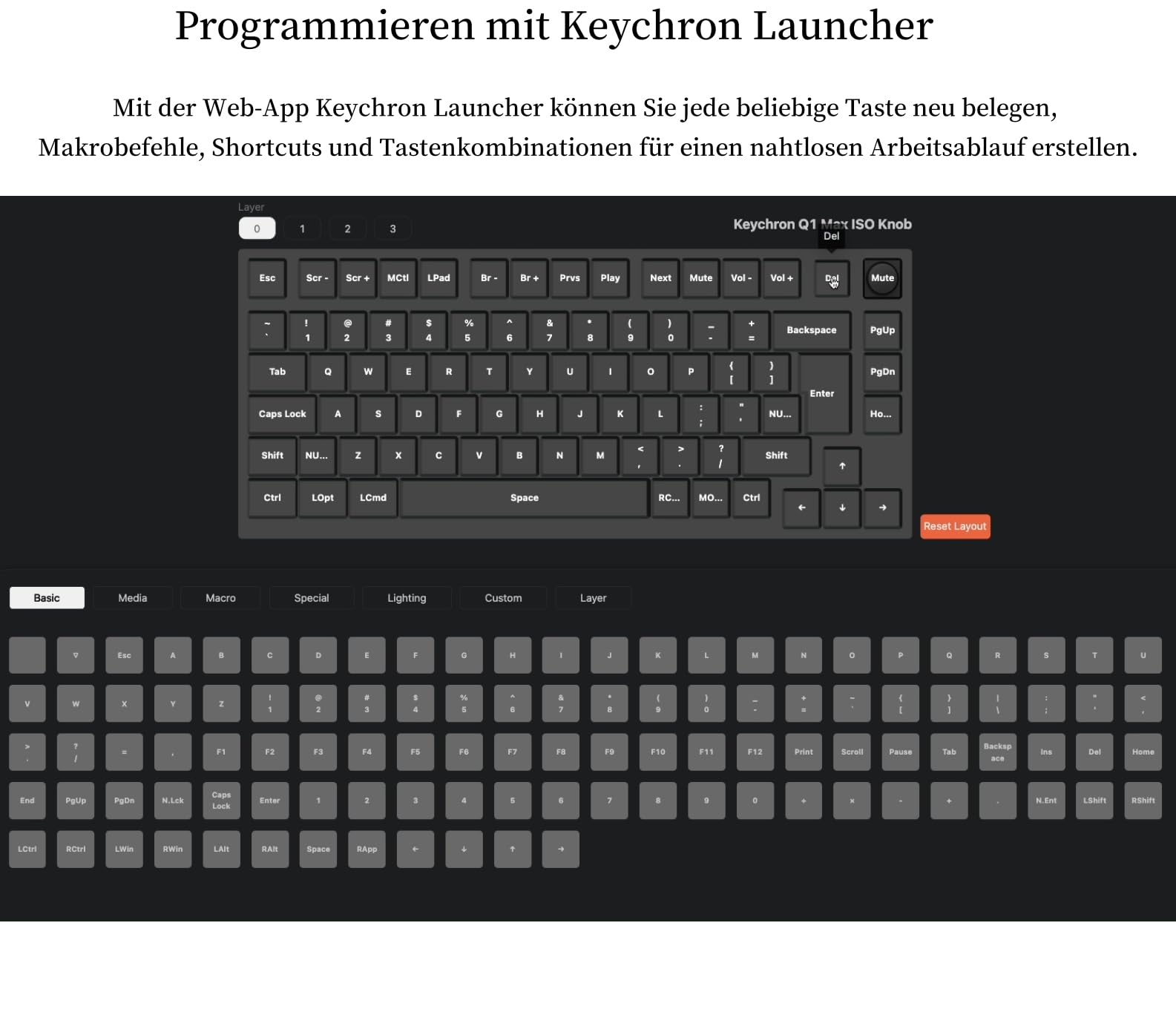 Keychron Q1 Max QMK/VIA Custom Mechanische Tastatur, 82-Key DE-ISO Layout Full Metal Programmable Knob,2.4 GHz/Bluetooth/Wired RGB Hot-Swappable Gateron Brauner Switch für Mac Windows Linux