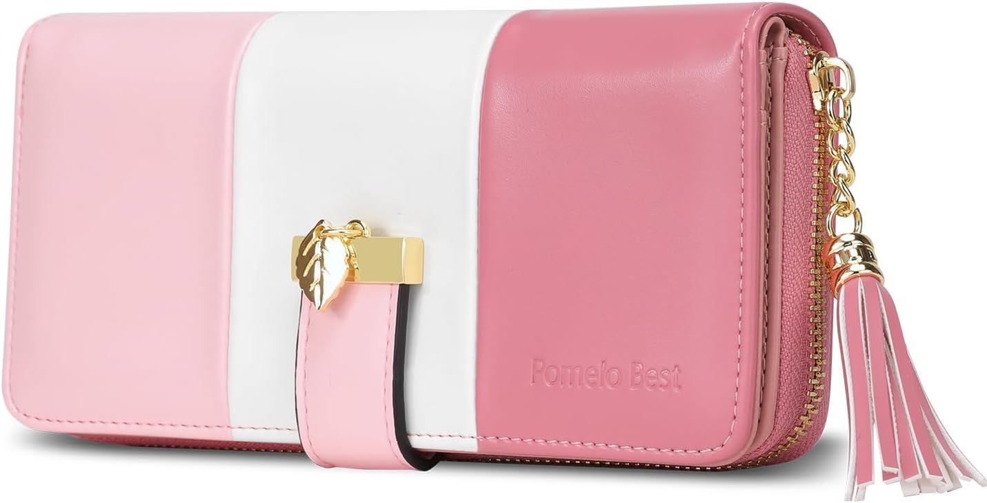 Pomelo BestWomen Wallets RFID Ladies Purses with Multiple Card Slots and Roomy Compartment (Peach Pink)