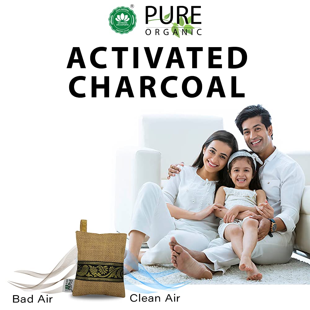 Pure Organic Activated CHARCOAL Non-Electric Air Purifier Deodorizer | Dehumidifier for Home, Car, Wardrobe, Fridge, Shoe Rack, Bathroom, Kitchen 150 gram 3