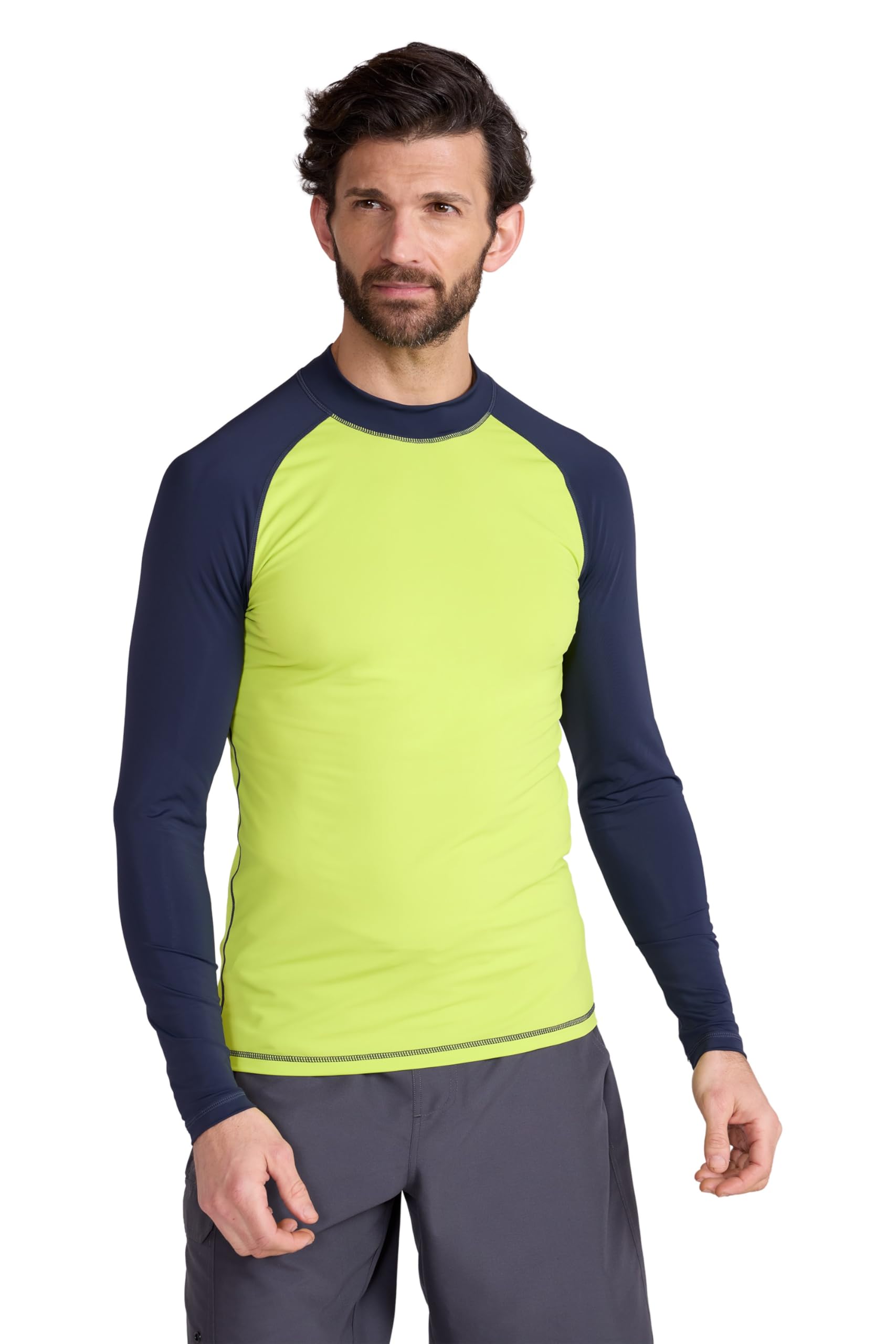 Mountain Warehouse Mens Long Sleeves Rash Vest - Quick Drying Rash Guard, Prevents Chafing, UPF50+ Sun Protection with Flat Seams - Spring Summer, Swimming & Surfing Yellow 2XL