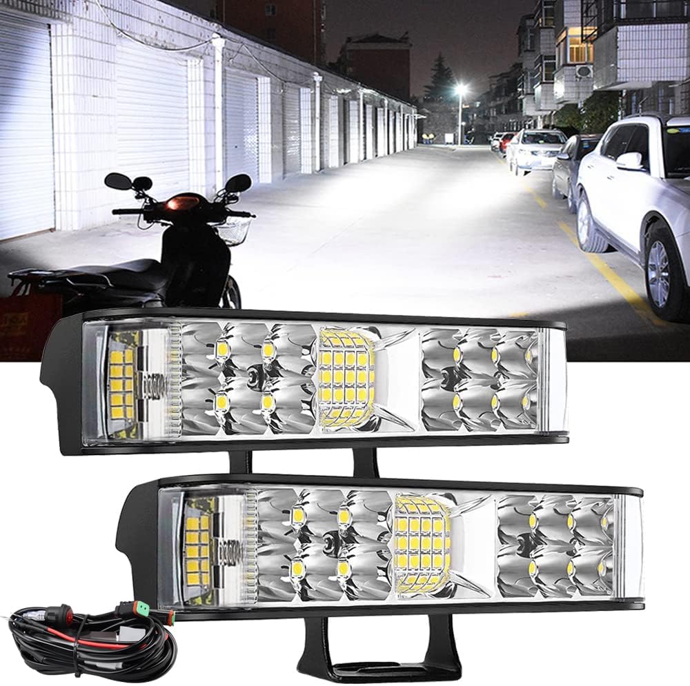 Samman ADTOPI 6 inch Led Light Bar with Wiring Harness Kit, LED Pods Flood Spot Combo Beam Driving Work Fog Light Off Road Super Bright Waterproof for UTV Truck Sand Rail ATV SUV Chevy