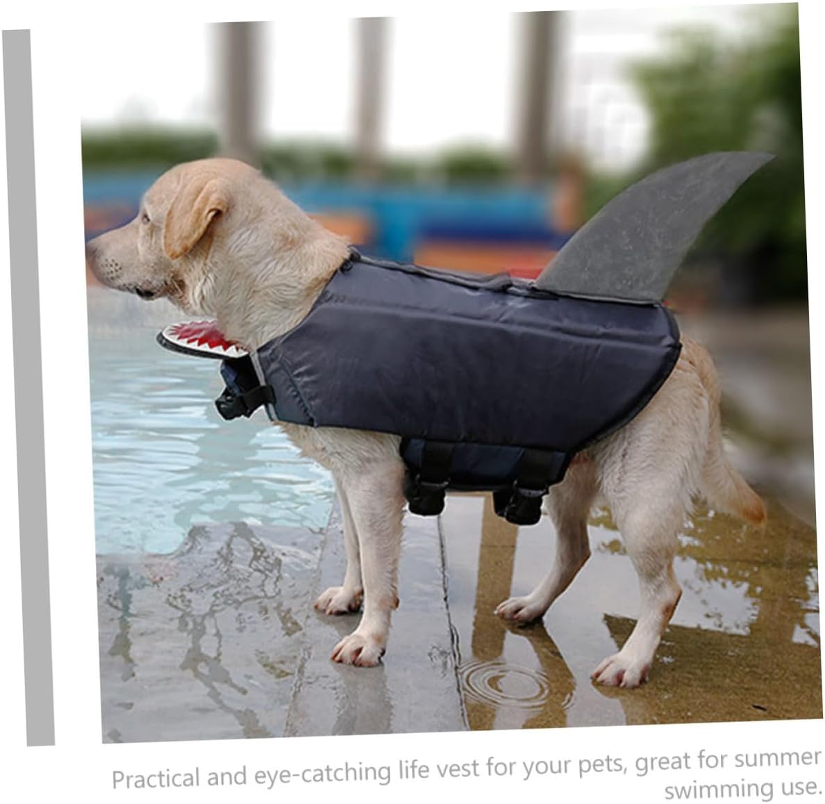 Dog Swim Vest Floating Life Jacket Reflective Gray Shark Costume XL for Outdoor Training Boating Pool Use