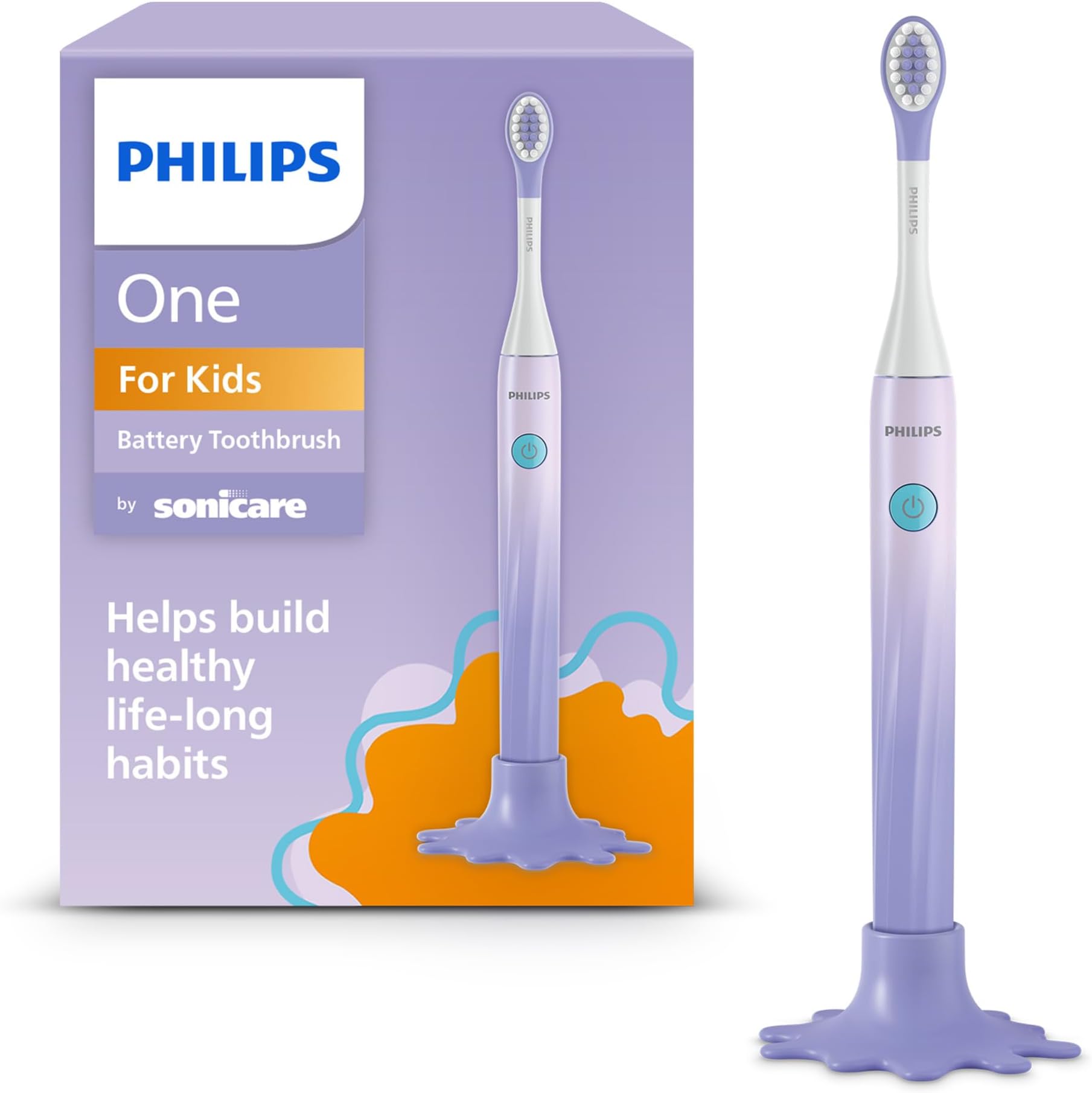 Philips One for Kids by Sonicare Battery Toothbrush, Purple, HY1130/01