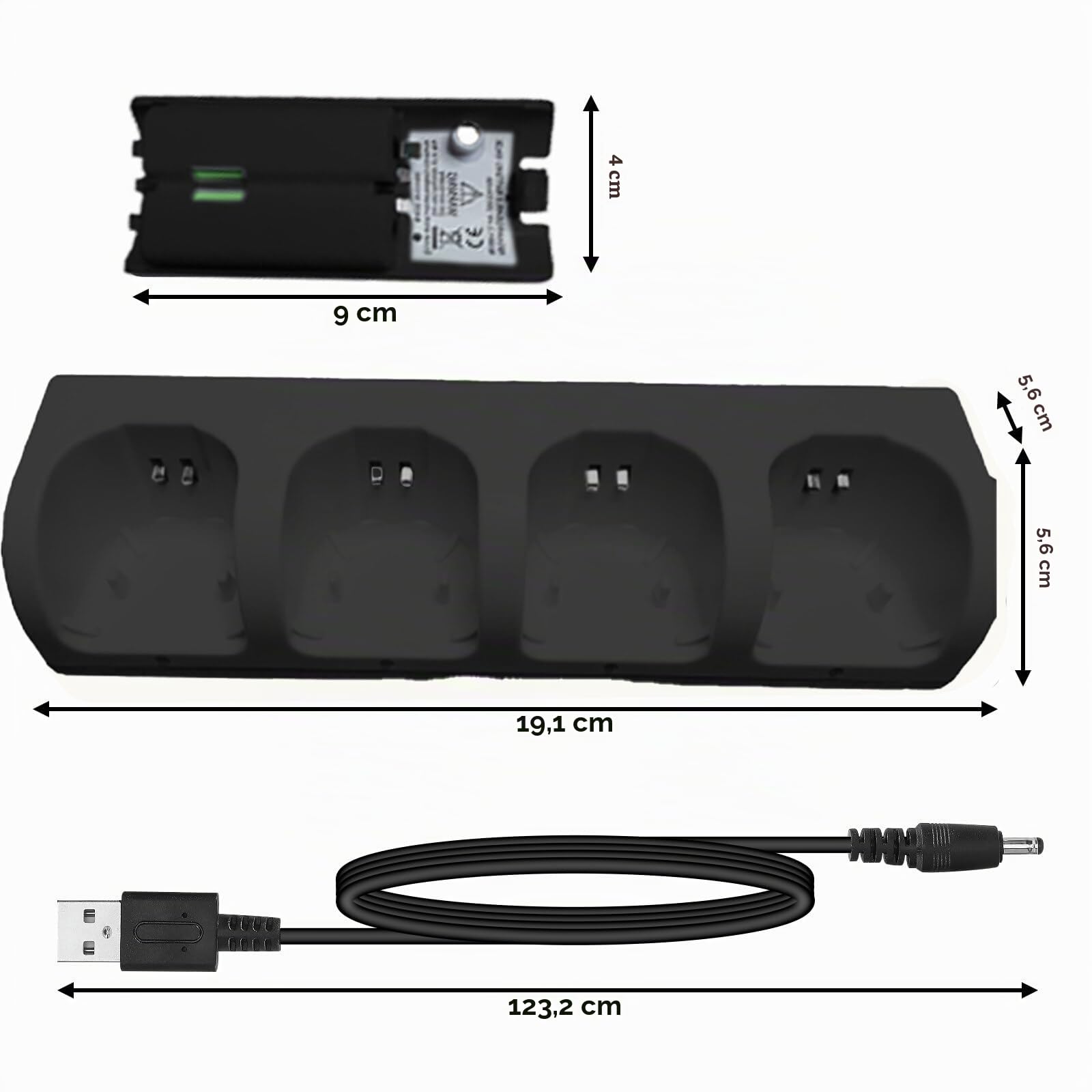 NCONCO Chargeur pour Manette de Wii avec 4 Batteries 2800mAh Rechargeables