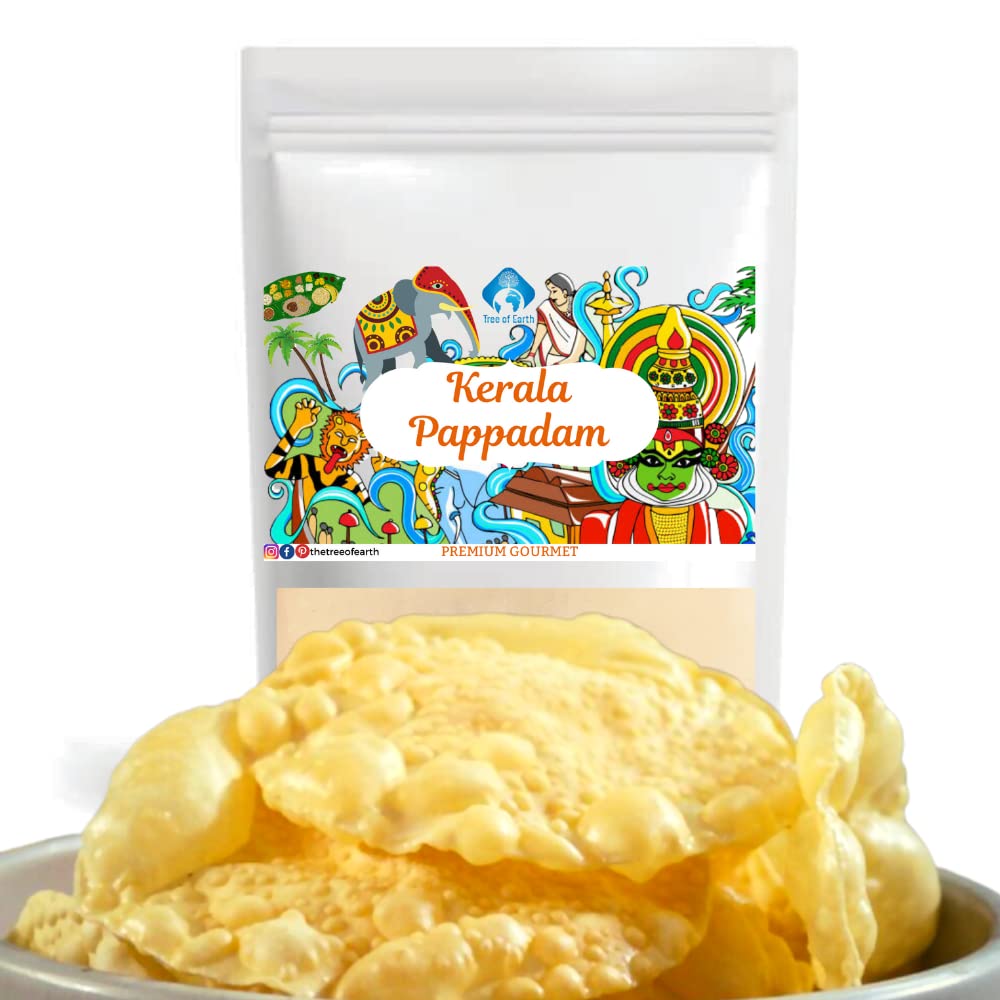 TREE OF EARTH Organic Plain Indian Papad Kerala Pappadam Kerala Papadam Homemade Kerala Papad Appalam Kerala Papadam Pappadams (250g - upto 50 N) Packed in Re-sealable ziplock Bag (B09GP48CBX) Amazon Price History, Amazon Price Tracker