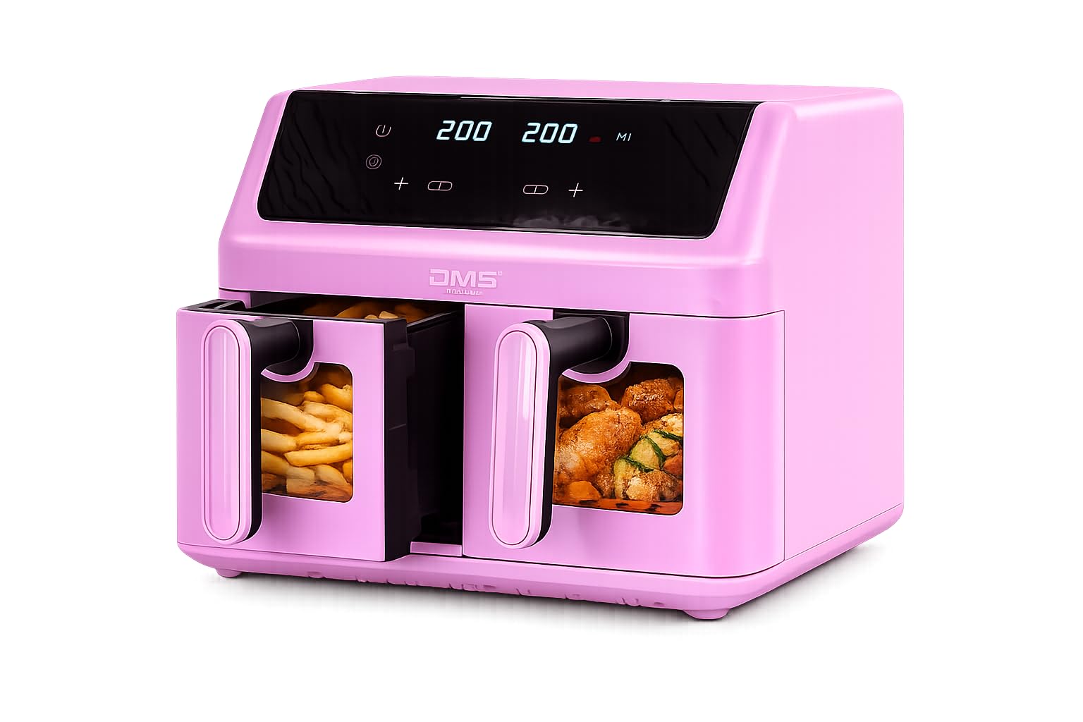 DMS® Doppelkammer Heißluftfritteuse 9L 2000W Air Fryer, Digitales Touch-Display, Dual Zone, 8 Automatikprogramme, 65–200°C