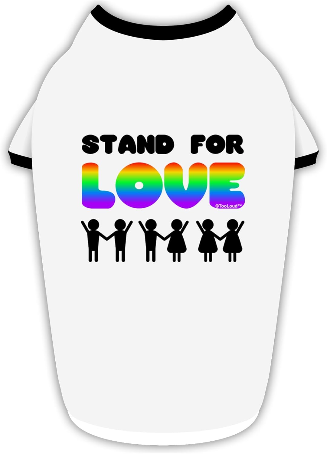 TOOLOUD Stand for Love Rainbow Cotton Dog Shirt White with Black Large