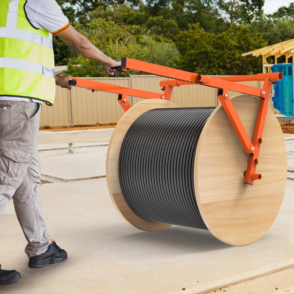 Bucle de carrete portátil resistente, estante de carrete de alambre ajustable y plegable, capacidad de 1000 libras, organizador de cables de acero totalmente soldado para carretes de cable
