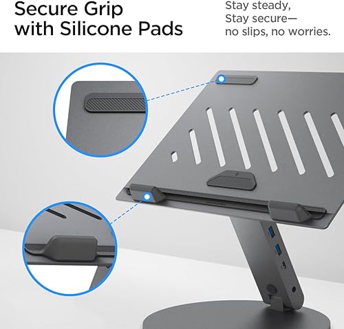 Miniatura 6 de Spigen ArcDock - Soporte para laptop con concentrador 6 en 1 USB-A 3.0, USB-C 3.0, PD 100W, 4K 60Hz HDMI, universal, ajustable, plegable, con base