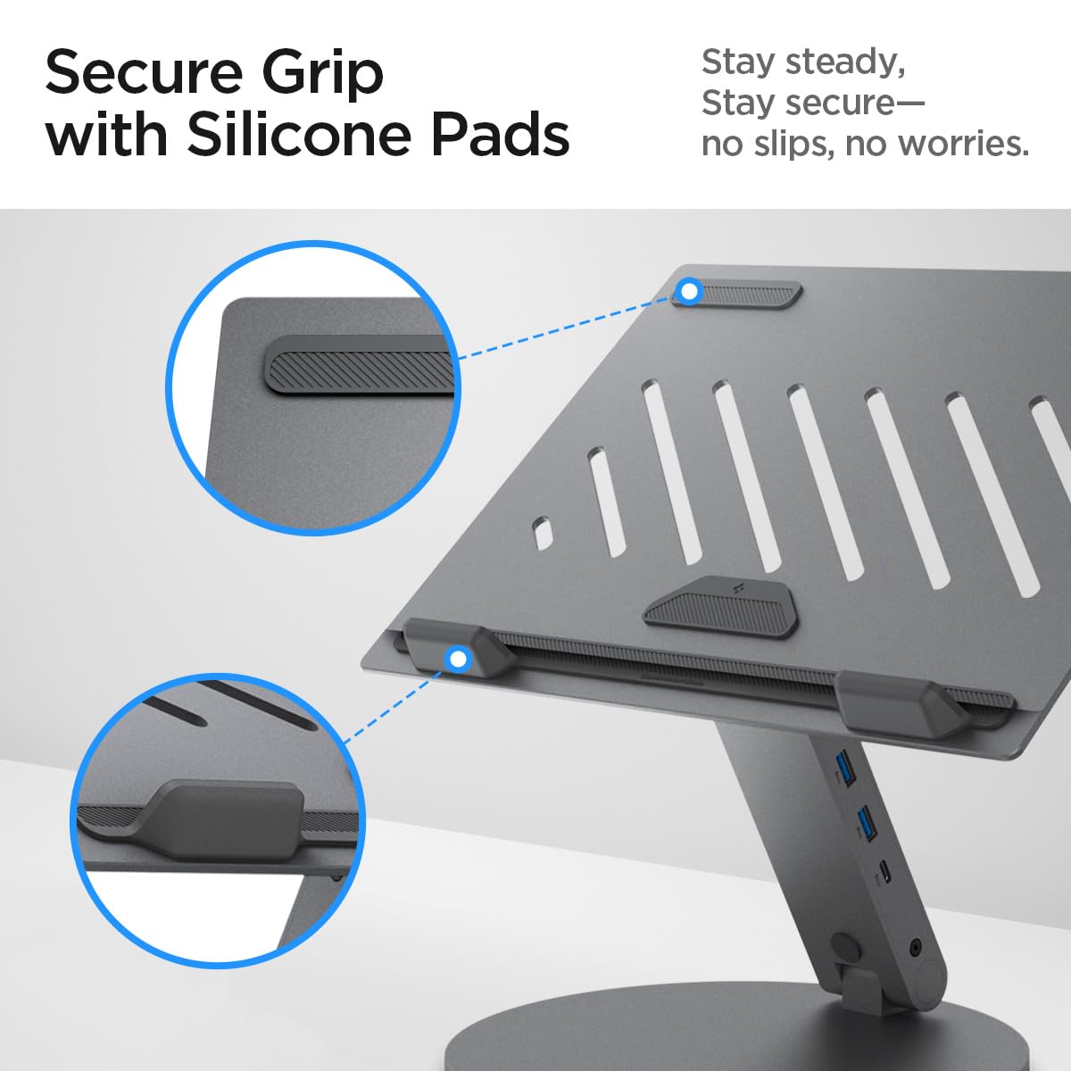 Spigen ArcDock Support Ordinateur Portable Hub 6-en-1, Station d'accueil [Câble Inclus] HDMI 4K60Hz, USB-C & A 3.0 pour PC Portable & Tablette Jusqu'à 15.6", MacBook iPad Pro Air Neo A16 M2 M3 M4 M5