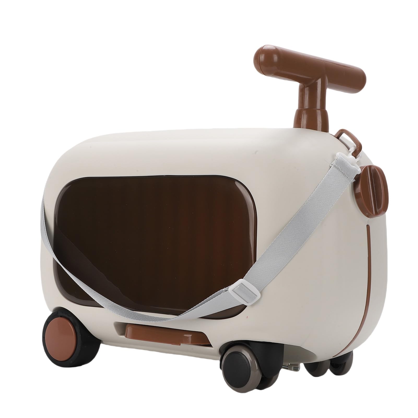 Paseo en la maleta para niños, niños montar en equipaje, 90 grados pedal plegable gran capacidad multifunción niño móvil maleta para viajes, Marrón, Casual