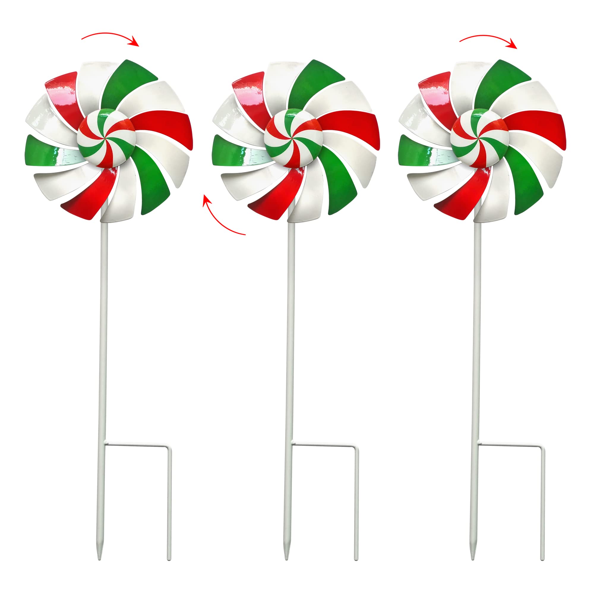Outdoor Metal Stakes, Wind Catcher Spinner Garden Stakes, Outdoor Wind Spinners, Yard Patio Christmas Decoration, Set of 3…