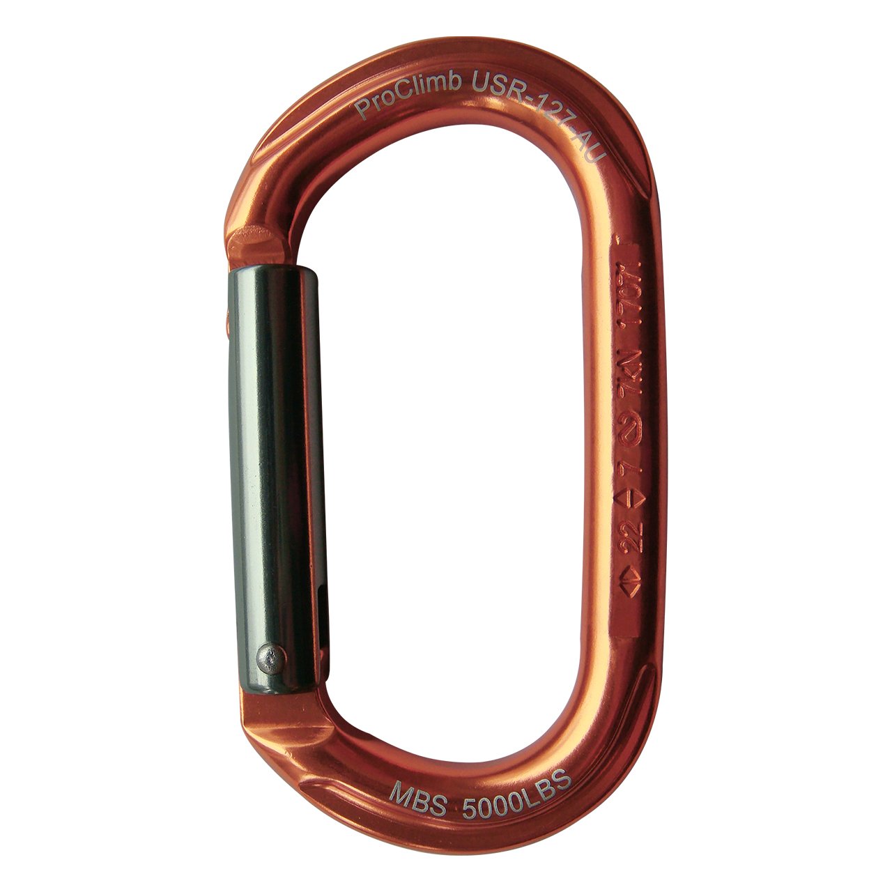 ProClimb Oval Aluminum Carabiner Straight Gate Keylock 7kN