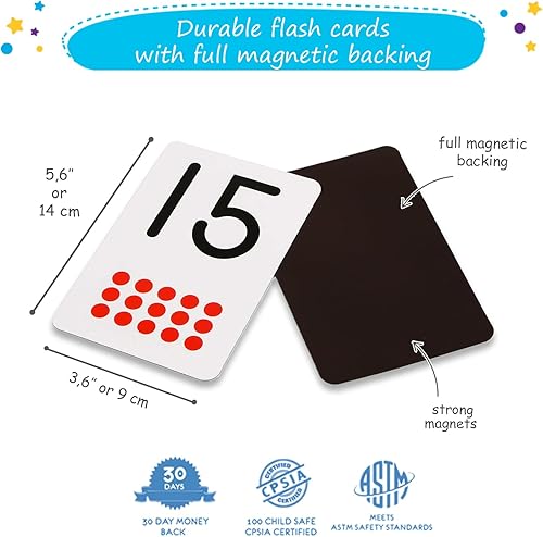 Miniatura 4 de 56 tarjetas magnéticas de números, suma y resta, multiplicación y división, tarjetas flash matemáticas de 1er, 2, 3, 4 grado, números magnéticos