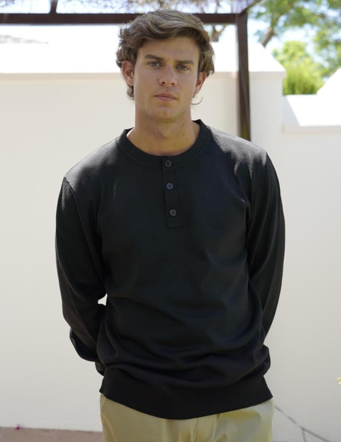 COOFANDY Mens Henley Sweater Long Sleeve Quarter Button Sweaters Casual Knit Pullover Sweater - Image 3