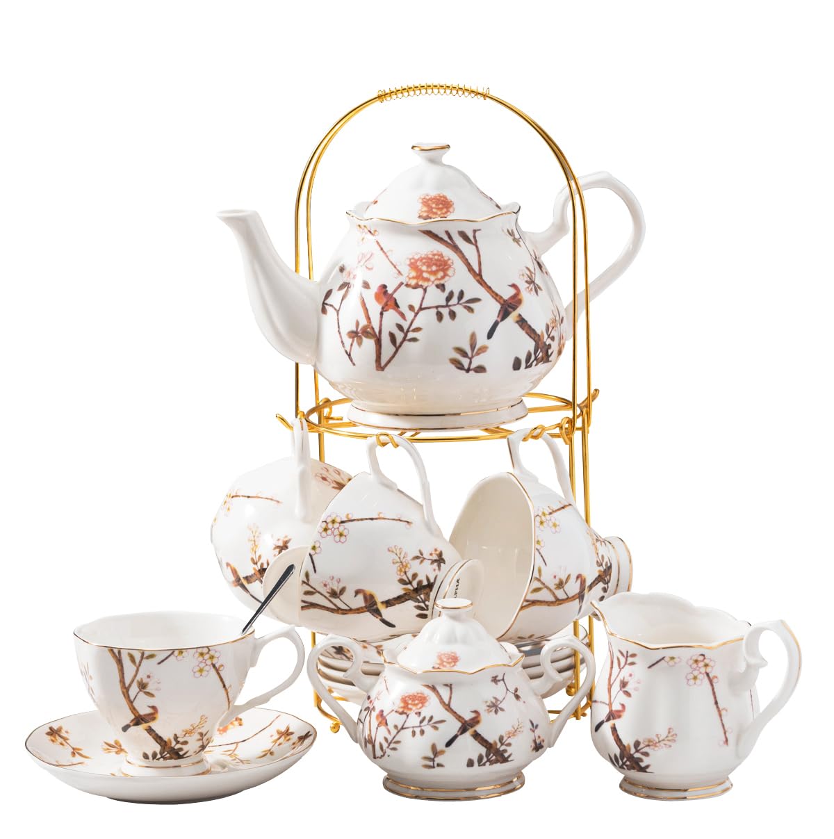Amazon.com | Jusalpha Fine China Bird Tree Pattern Coffee