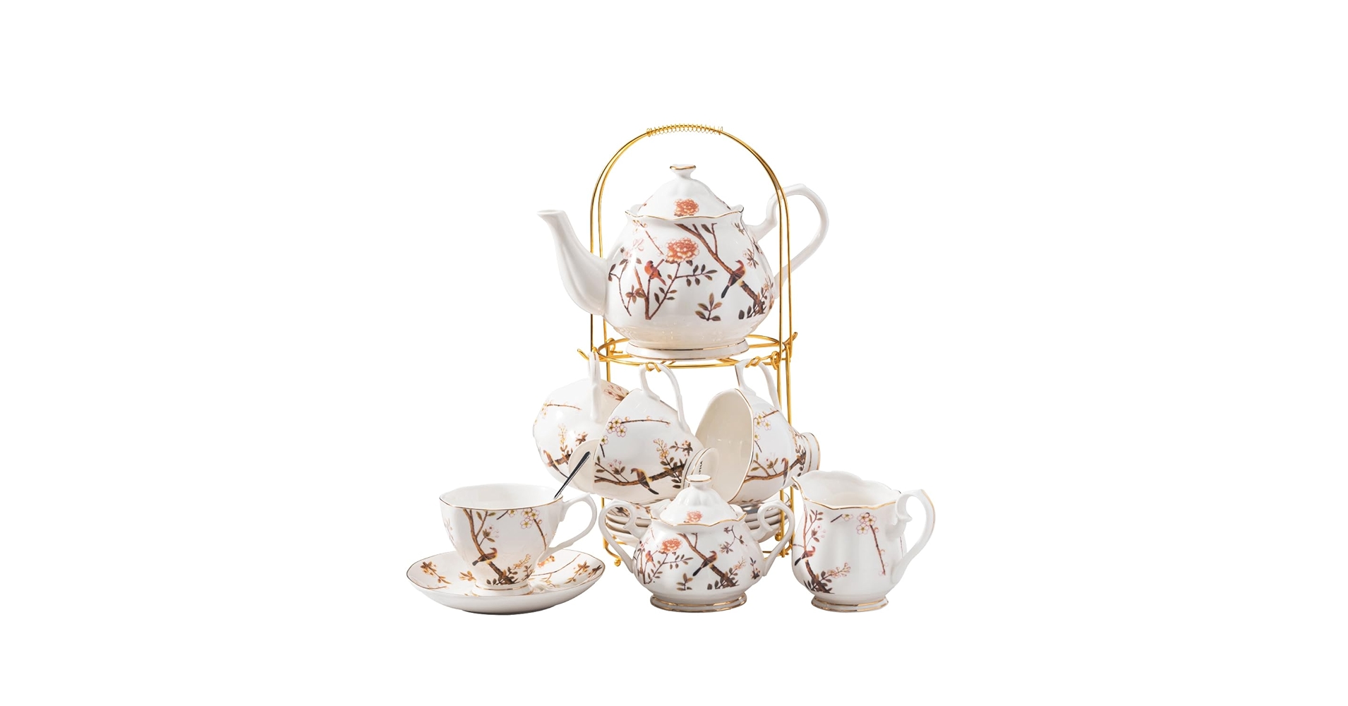 Amazon.com | Jusalpha Fine China Bird Tree Pattern Coffee