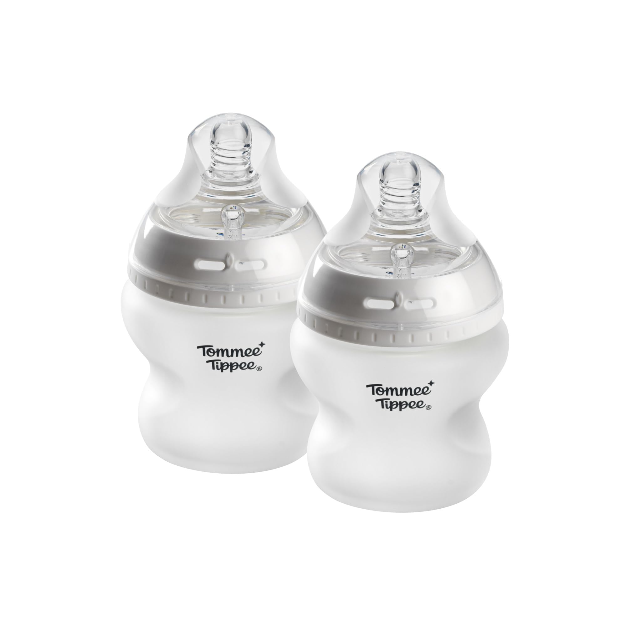 Tommee Tippee Natural Start Silikonbeschichtete Babyflaschen aus Glas zum Füttern von Babys ab der Geburt, 150 ml, 2 Stück