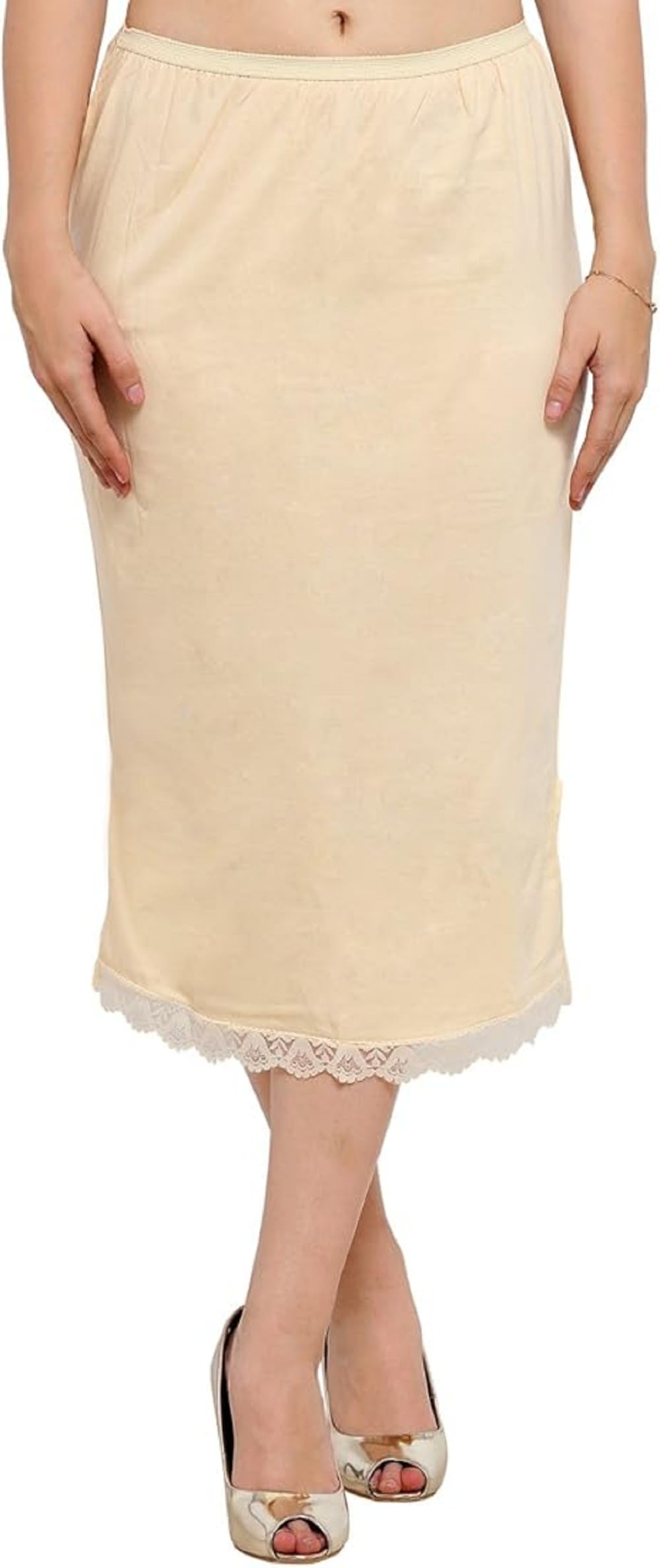 Sponsored Ad - Skirt Slip for Women Cotton Rich Regular Knee Length (Beige)