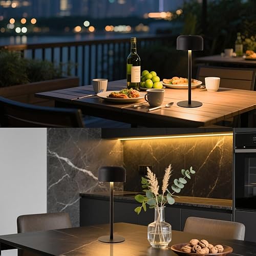 Miniatura 3 de Paquete de 2 lámparas de mesa inalámbricas recargables, luz de mesa portátil de 6000 mAh, 3 luces LED de mesa de atenuación continua de colores con