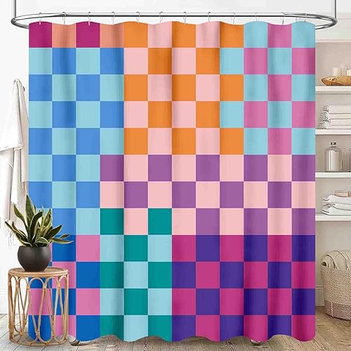 Miniatura 35 de Cortina de ducha con diseño floral hippie, estilo retro de los años 70, diseño de margaritas naranjas, bonitas, estéticas, bohemias, divertidas,