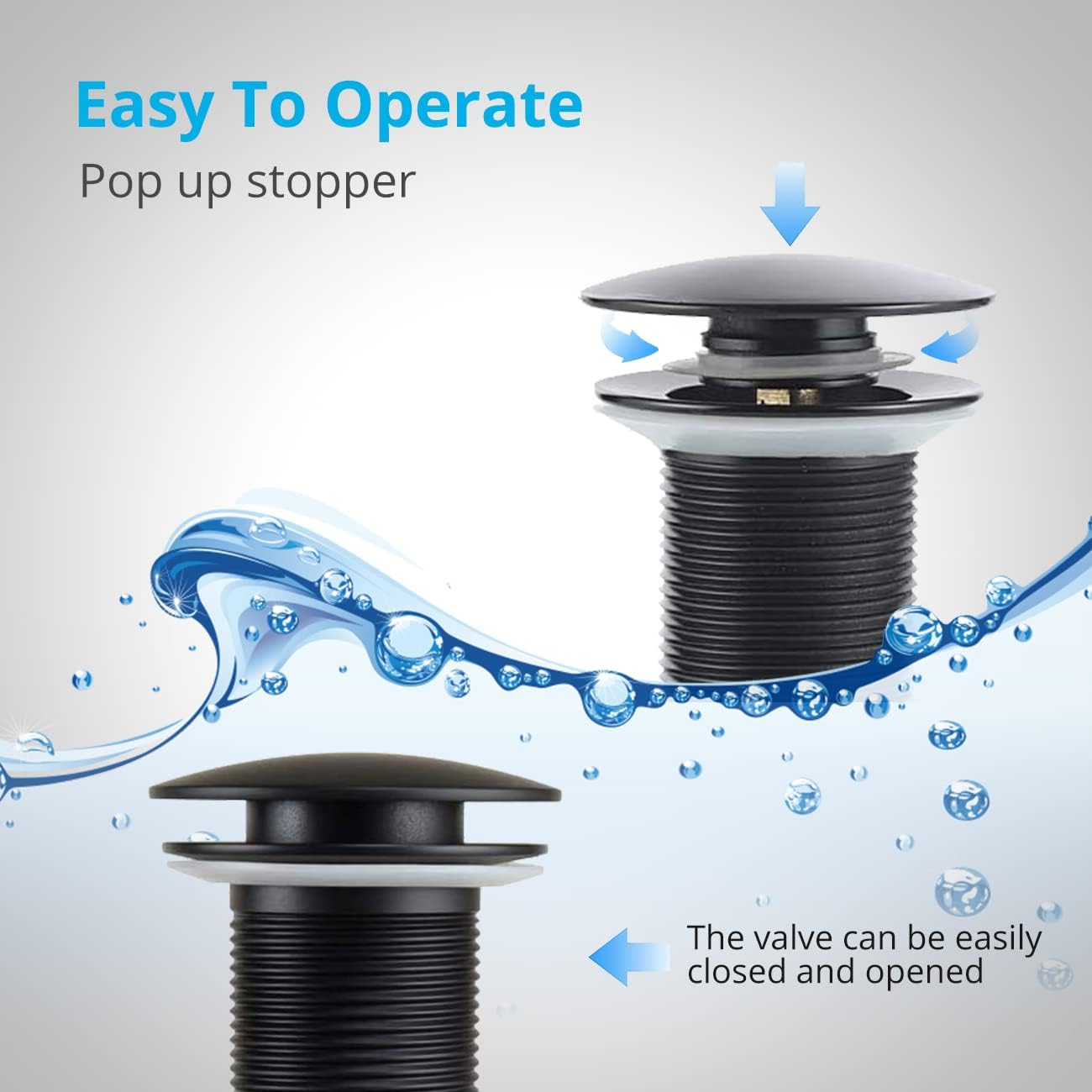 Wovier Oil Rubbed Bronze Bathroom Sink Drain Without Overflow,Vessel Sink Lavatory Vanity Pop Up Drain Stopper,All Metal Rustproof Brass and 304 Stainless Steel,Black