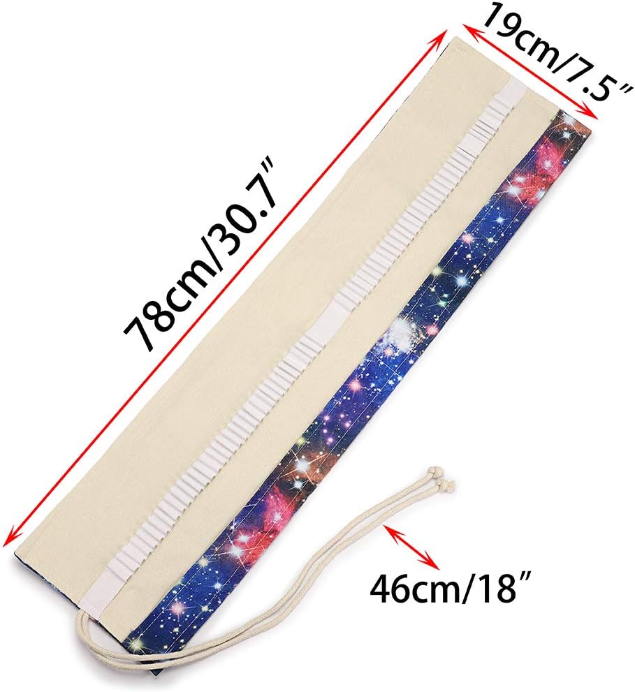 BTSKY Canvas Colored Pencil Roll Wrap 72 Slot-Adult Coloring Pencil Holder Organizer for 72 Colored Pencils, NO Pencils Starry Sky