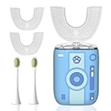 Adult Sonic Automatic Electric Toothbrush, 360° Oral Cleaning Stain Whitening, IPX7 Waterproof Rechargeable, u-Shape Brush Head*3+Straight Handle Brush Head*2, Suitable for Travel or Home Use