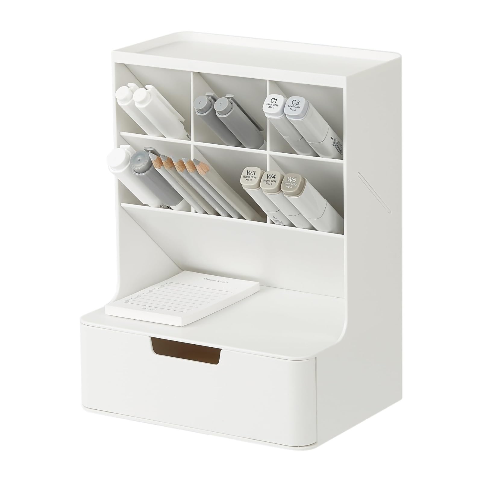 Stifteköcher Stifte Halter Schreibtisch-Organizer, 5 Fächer, Halbe Schublade, Aufbewahrung For Schreibwaren, Stifthalter For Zuhause Schreibtisch-Organizer(White)