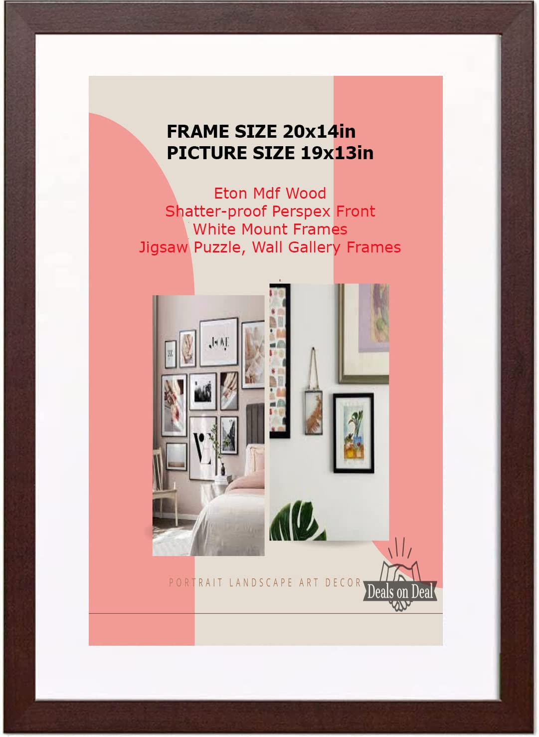 DEALS ON DEAL Poster frames 20x14 with Mount for 19x13 | Clear Acrylic Solid Wooden Picture Frames | Jigsaw Puzzle Wall Décor display Horizontally or Vertically