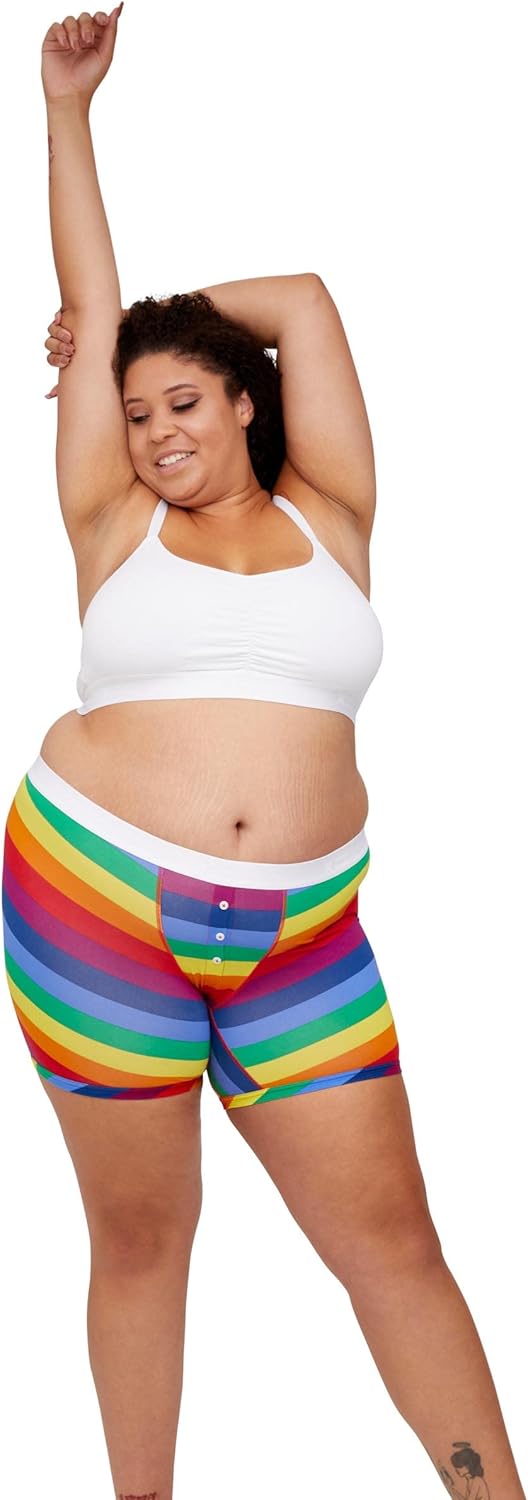 TomboyX Boxer Briefs Underwear With Button Fly for Women, 6” Inseam, Cotton Blend, Gender Neutral Boy Shorts Panties - Image 4