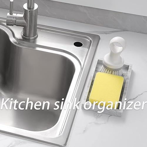 Miniatura 36 de Bandeja de baño, pequeña bandeja de tocador de silicona, jabonera, soporte para esponja, organizador de fregadero de cocina, accesorios de baño