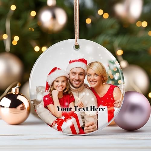Miniatura 2 de Adornos de Navidad personalizados con foto y texto, adorno colgante de cerámica personalizado con imagen para árbol de Navidad, regalo de Navidad