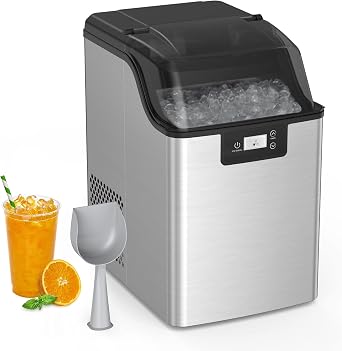 Nugget Ice Maker Countertop, 45lbs/Day, Pebble Ice Maker with Self-Cleaning,Crushed Ice Makers or Home/Kitchen/Office/Bar/Party