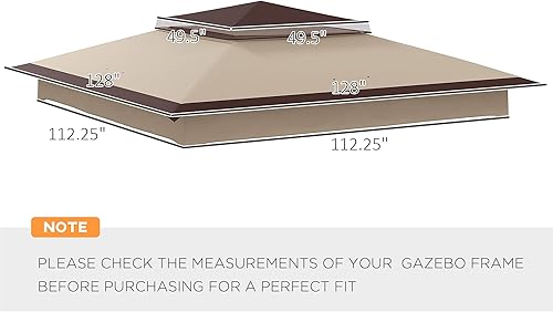 Miniatura 5 de Outsunny Funda de repuesto para toldo desplegable de 11 x 11 pies, cubierta de toldo de 2 niveles, protección UV 30+, beige, solo cubierta superior