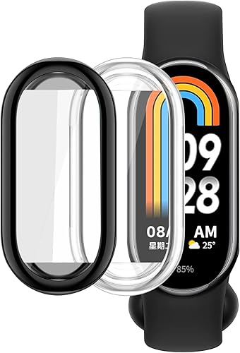 Miniatura 6 de Paquete de 2 fundas de TPU suave compatibles con Xiaomi Mi Band 8, funda protectora completa con marco de parachoques (verdetransparente)