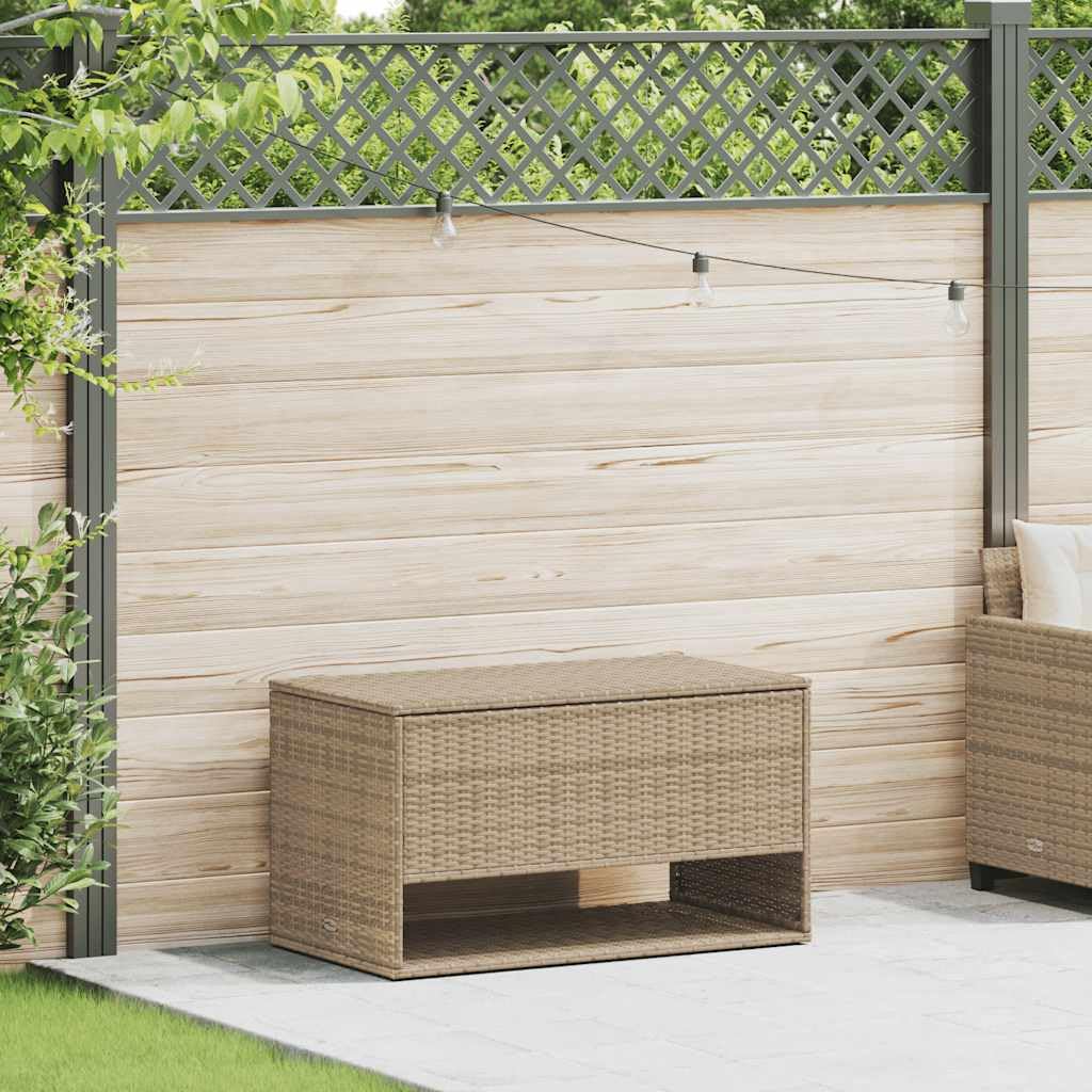 Cassapanca per cuscini da esterno beige 100 x 55 x 55,5 cm polyrattan, scatola di immagazzinaggio degli attrezzi da giardino per esterni, balcone o terrazza