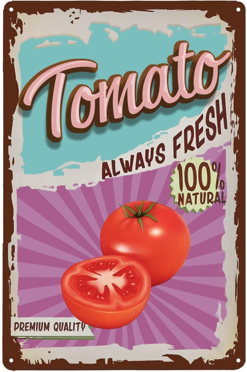 Vintage Tomato Tin Sign - Fruit Metal Sign - Retro Decorative Sign Wall Decor Home Decor