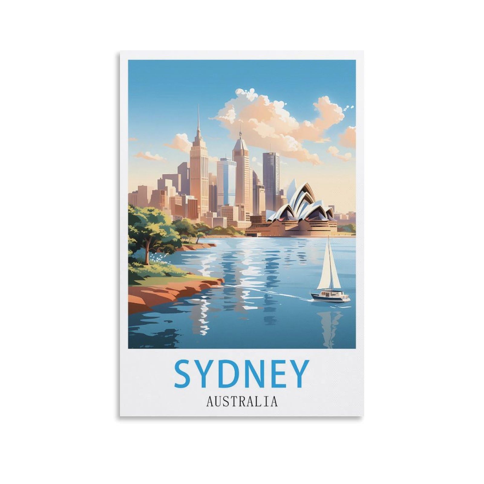 Lnuyitr Unframe-Style Sydney Australia Vintage Travel Poster 12X18inch(30X45cm) Canvas Art Posters And Wall Art Picture Prints Modern Home Bedroom Decor Posters